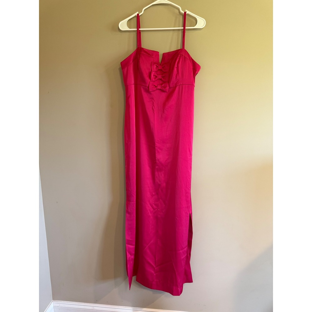 Lilly Pulitzer Jean Maxi Dress Raspberry Rouge Pink Bow Detail Size 10 NEW